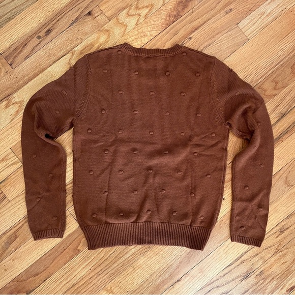NWOT Roolee Pando Grove Knit Sweater with Polka Dot Embroidery in Burnt Orange - Picture 2 of 7